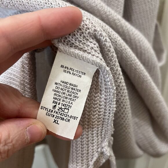 Talulah Gray Oversized Waffle Knit Boxy Crop Top Blouse Pocket Womens Size XL - Picture 6 of 10